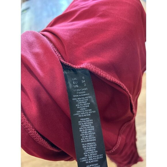 ASOS Mesh Corset Bodycon Midi Dress Womens Burgundy Size US 2 - Picture 10 of 10